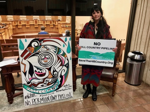 Nikkye Vargas, a representative of the Indigenous Cultures Institute, spoke in support of the San Marcos City Council's resolution to oppose the Permian Highway Pipeline during the citizen comment portion of the March 5 meeting. 