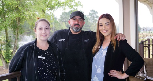 From left: Woodforest Grille Director Amber Keyser, Executive Chef Erik Gonzalez and Event Coordinator Carolina Duarte are typically on-site at the restaurant.