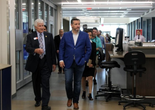 TSTC Provost Randy Wooten and U.S. Sen. Ted Cruz tour TSTC's Brazos Center during a tour and roundtable hosted at the college, where Cruz announced legislation that would benefit TSTC students. 