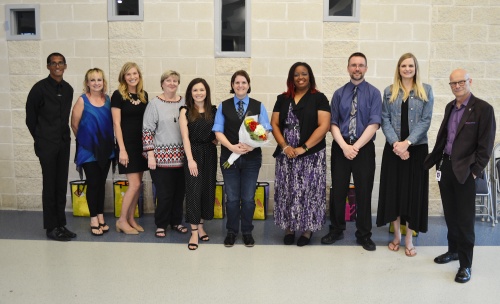 Eanes ISD Superintendent Tom Leonard, far right, stands with the educators of the year from each campus.