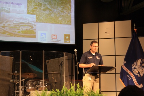 Andrew Weber, project manager for the Army Corps of Engineers Galveston District, discussed the Buffalo Bayou and Tributaries Resiliency Study on April 30 at Kingsland Baptist Church in Katy.