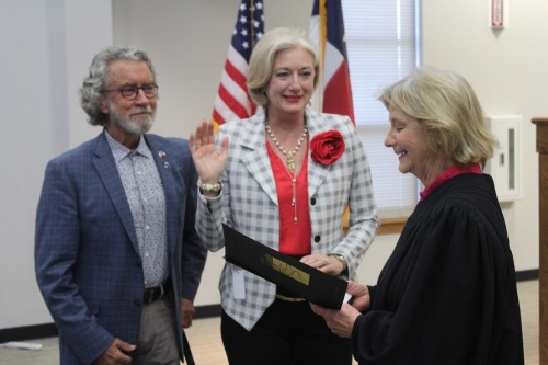 Leander Place 1 City Council Member Kathryn Pantalion-Parker, center, took her oath of office May 16.
