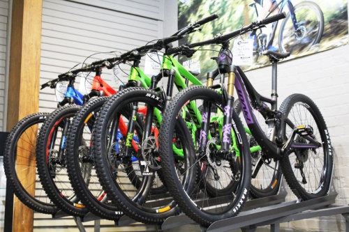 The retail store offers a variety of bikes and cycling equipment.