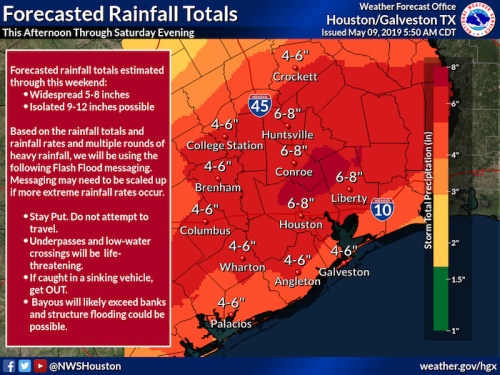 The National Weather Service is calling for a flash flood watch to go into effect starting at 1 p.m. May 9 through 7 p.m. May 11.