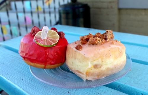 South Beach andnSouthern Belle ($4.90)nThe raspberry-mint glazed doughnut features dehydrated raspberry crumble and a four-year aged rum pipette, and the peach jam-filled doughnut is topped with a brown butter glaze and pecan brittle.