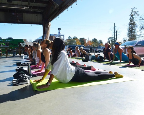 Drink mimosas and practice yoga at Deacon Baldy's.