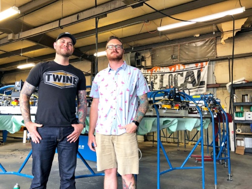 Owners Brandon Hagan and John Bond (right) opened Twine Graphics in 2012 in Franklin. 