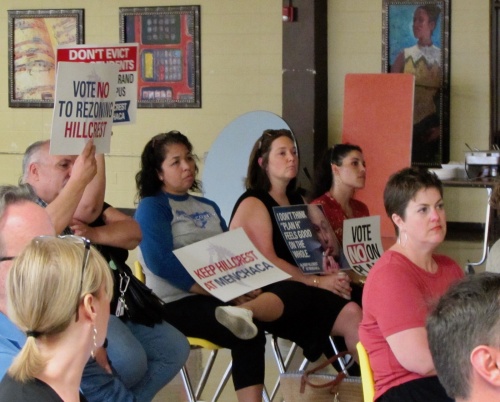 Residents from the Hillcrest neighborhood in South Austin advocate June 18 for keeping their Menchaca Elementary School zoning. 