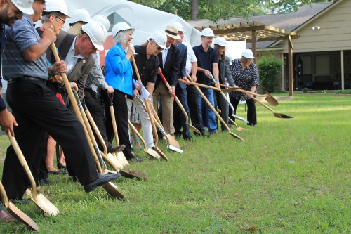 Former and current board members at Yes to Youth Montgomery County Youth Services broke ground on the shelter's expansion on June 20.