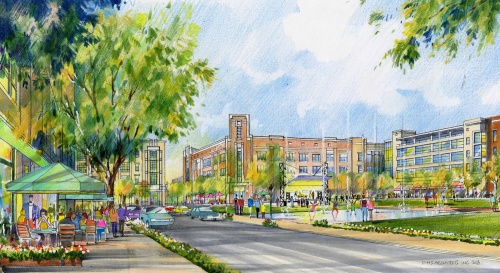 A rendering shows what Leander Town Square could look like. 