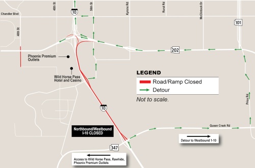 Westbound I-10 will close this weekend south of the Loop 202. 
