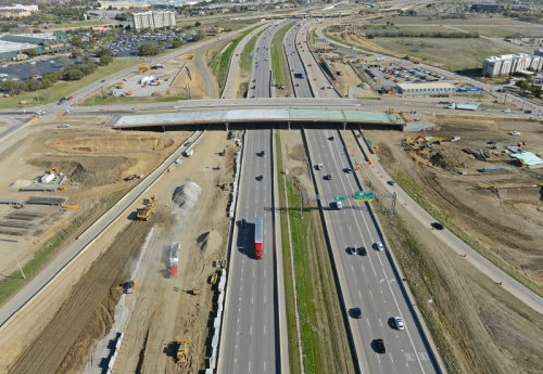 Work continues to widen the SH 121/I-635 interchange near Bass Pro Drive bridge in Grapevine.