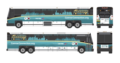 The new bus wrap for the buses on Route 291, Conroe Park & Ride, will roll out by mid-July.
