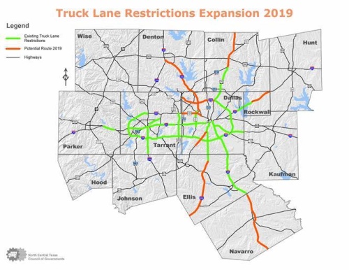 The Texas Department of Transportation is seeking public input on a proposal that would expand left-lane usage restrictions on large trucks on several highway corridors in the Dallas-Fort Worth area.