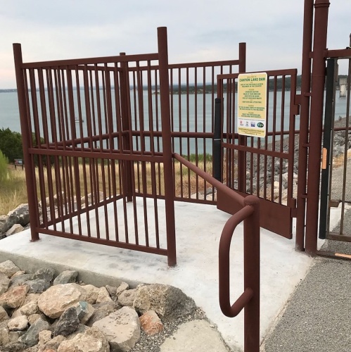 A handicap accessible gate was one of multiple ADA upgrades made to the Canyon Lake Dam walkway in the past year.