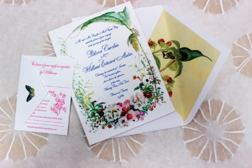 The store works with customers to design unique wedding invitations; day-of materials, such as dinner menus; and other products.