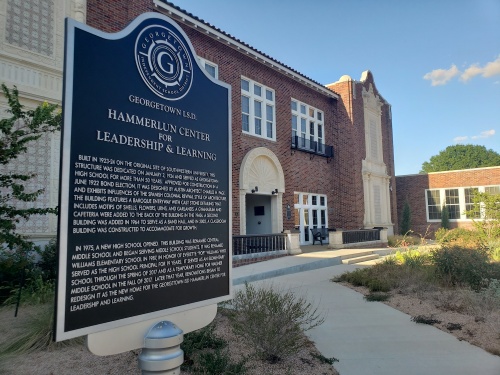 The Georgetown ISD Hammerlun Center for Leadership and Learning is located at 507 E. University Ave., Georgetown.