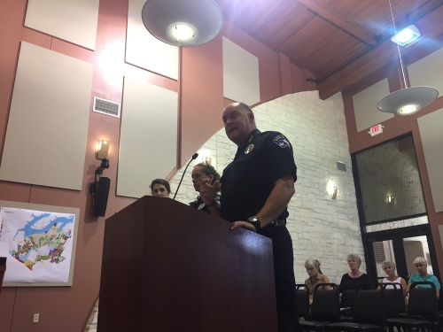 Lakeway police Chief Todd Radford addresses City Council during an Aug. 26 special meeting.