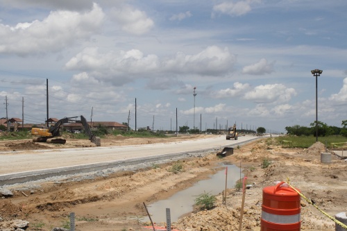 The Texas Department of Transportation continues to widen FM 1093 from two lanes to four with a median.