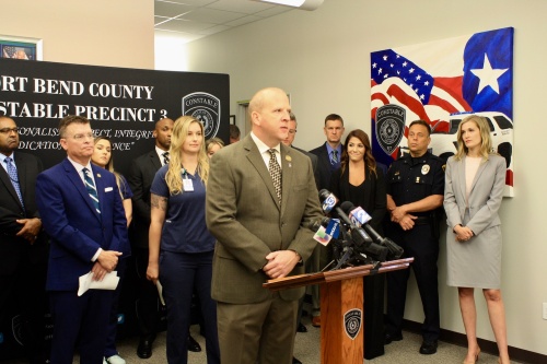 Fort Bend County Precinct 3 Constable Wayne Thompson speaks about Operation Freedom, an anti-human trafficking investigation that occurred in July.