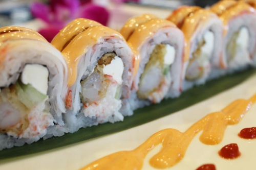 Temptation Roll ($11.95) is made with shrimp tempura, cream cheese, avocado, crabmeat, eel sauce and spicy mayo.