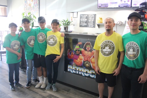 Phoenix Pham (center, right) and Tonee Nguyen (second from right) opened Retro Cafe in Cypress in 2018.