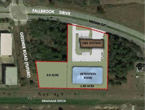 This map depicts the layout plan for Cypress Creek Fire Department's new station.