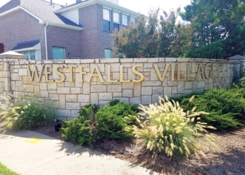 Westfalls Village is located southwest of Teel Parkway and Main Street.