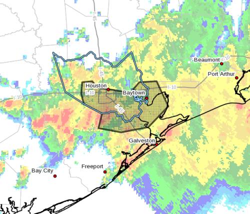 A flash flood warning remains in effect for parts of Harris County.