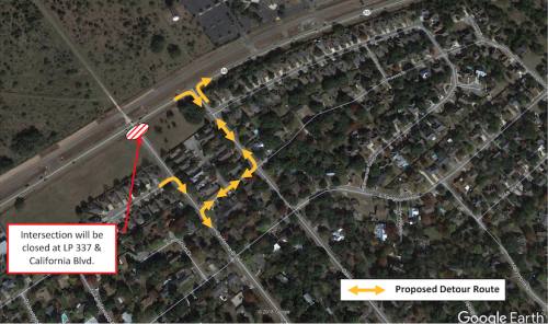The Texas Department of Transportation will close the intersection of Loop 337 and California Boulevard beginning Sept. 23.