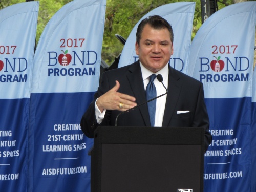 Austin ISD superintendent Paul Cruz, shown here attending a modernization groundbreaking in 2018, said in a statement the district's school changes process will change the way the district delivers education to students and will ensure access and opportunity for all.