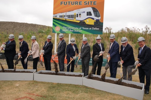 Officials from Dallas Area Rapid Transit, the city of Richardson and the University of Texas at Dallas ceremoniously broke ground Sept. 19 on the Silver Line project.