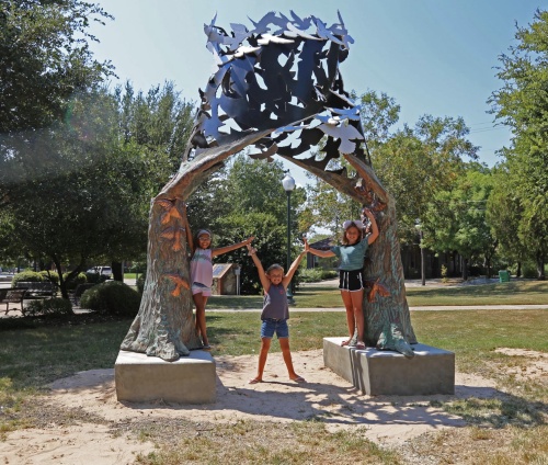 The Unity Arch sculpture can be found in Mitchell Park. 