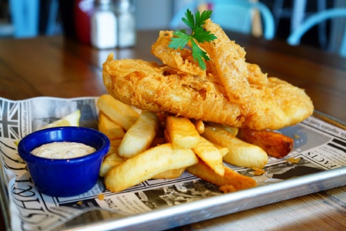 The House Favourite Fish & Chips ($15) is served with lemon and a choice ofntartar, curry mayo or cocktail sauce.