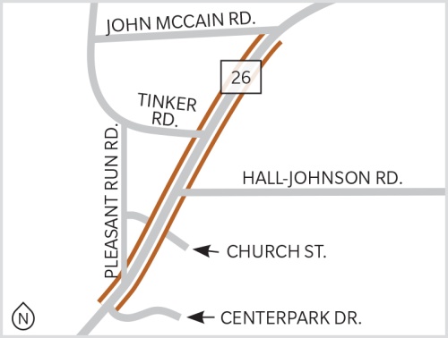 Vehicles will now be able to drive on new northbound pavement on the east side of SH 26 from Church Street north to John McCain Road. 