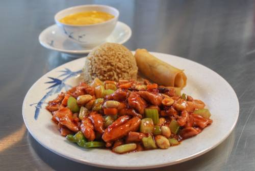 Signature dish: Kung pao chicken with fried rice, an egg roll and egg drop soup $7.95 (lunch)